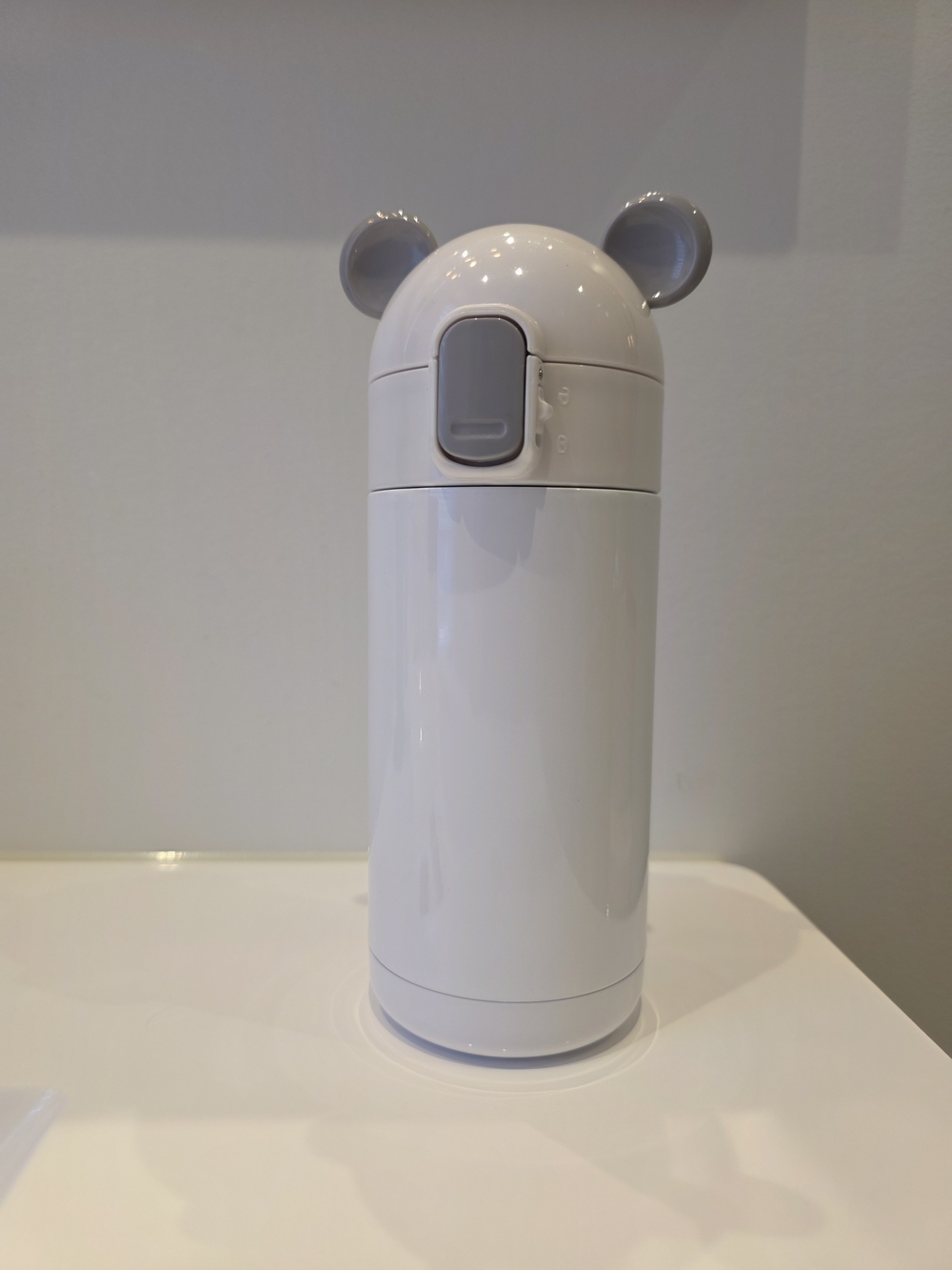 White Portable Cute-Ear Travel Thermos Bottle - Leakproof Design
